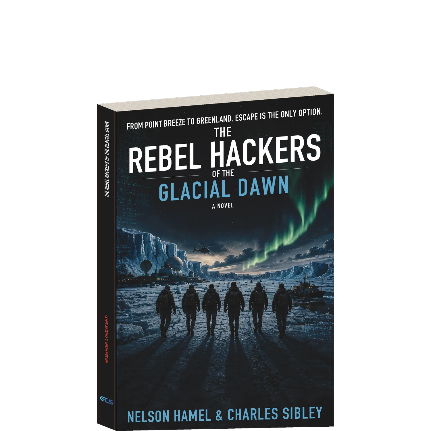 The Rebel Hackers: Glacial Dawn book mockup